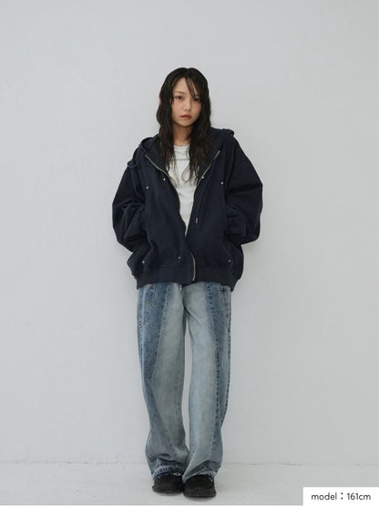 over pocket zip up hoodie