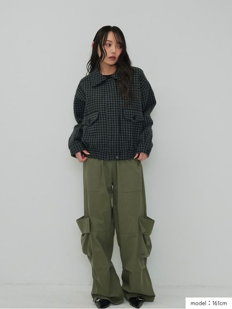 check pocket blouson