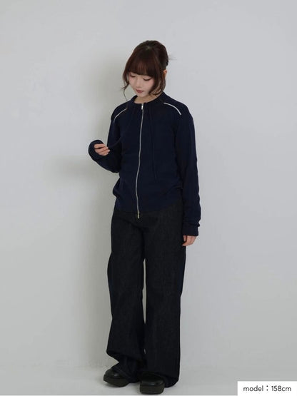 w zip line knit tops