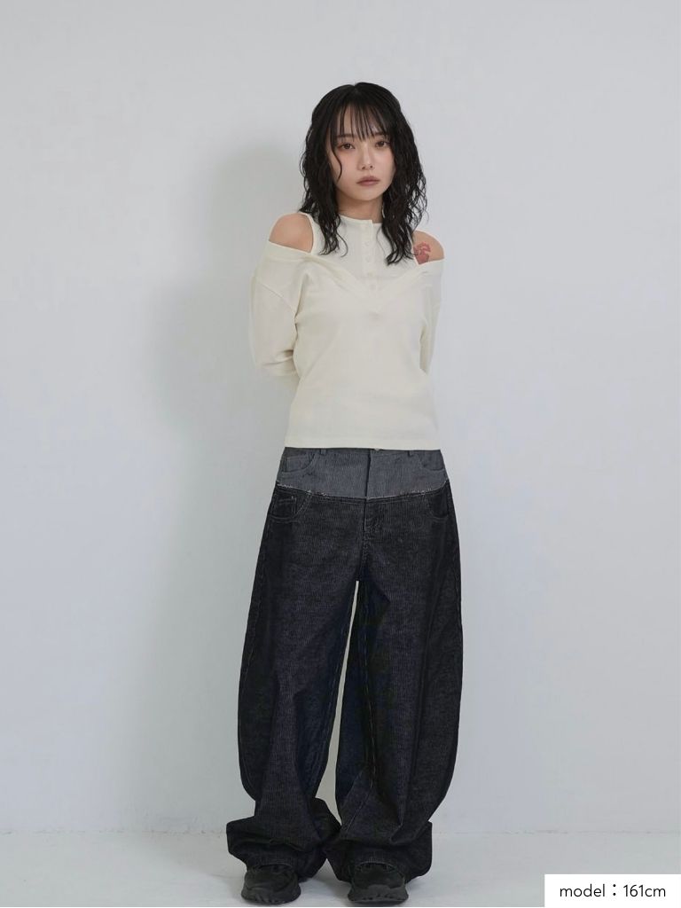 waist block corduroy pants