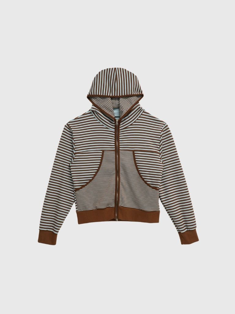 stripe pattern zip hoodie