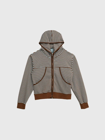 stripe pattern zip hoodie