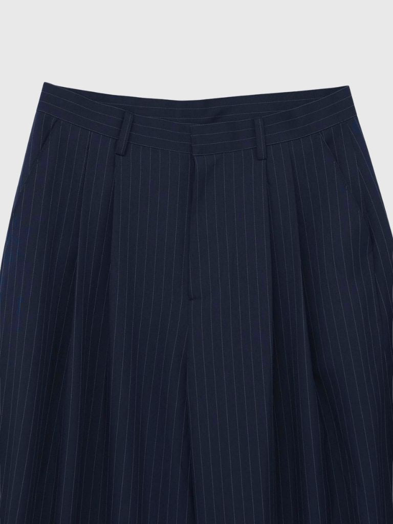 wide stripe tuck pants