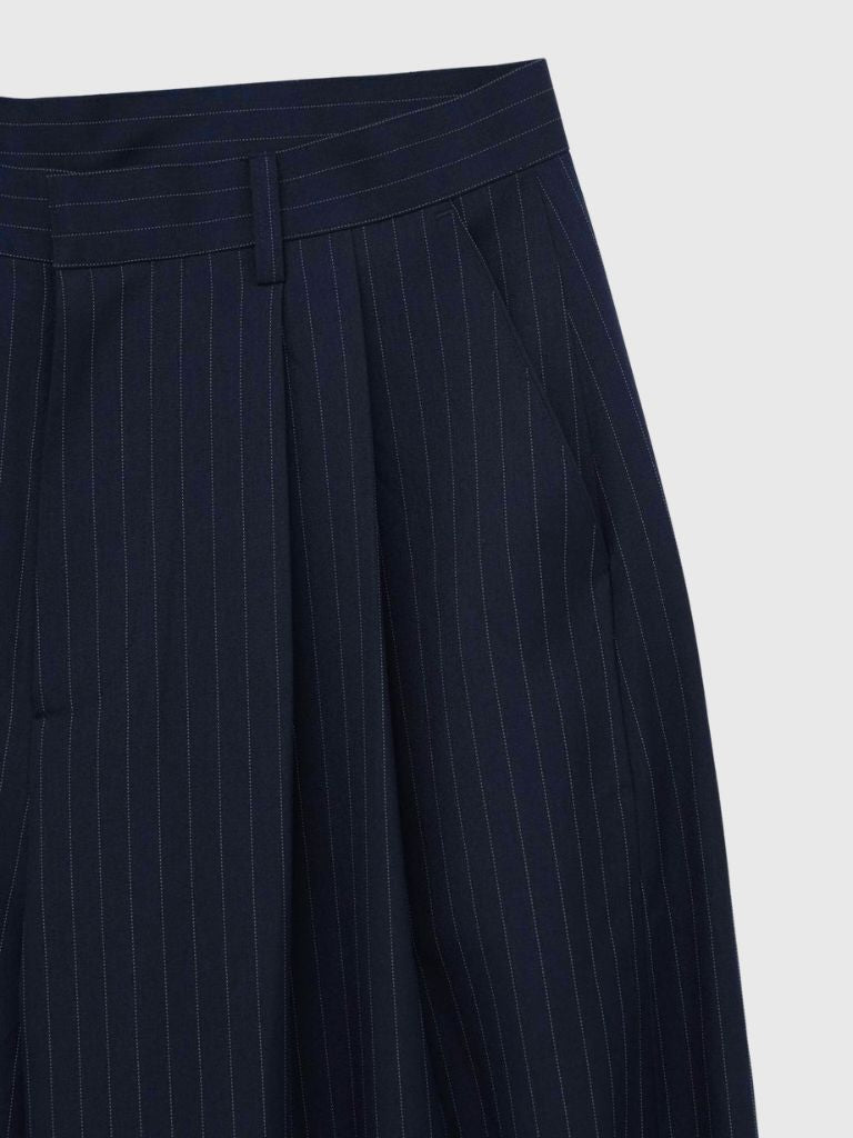 wide stripe tuck pants