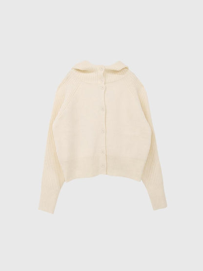 high-neck button knit cardigan