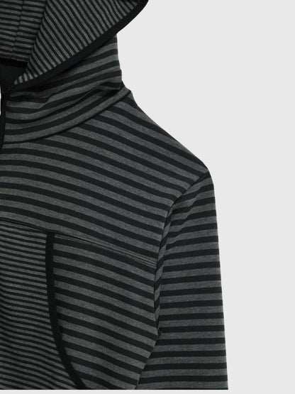 stripe pattern zip hoodie
