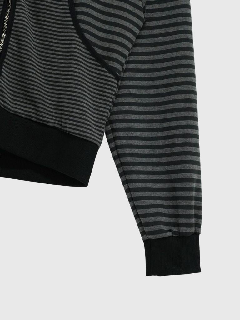 stripe pattern zip hoodie