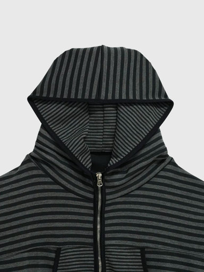 stripe pattern zip hoodie