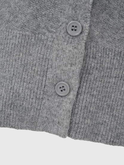 high-neck button knit cardigan