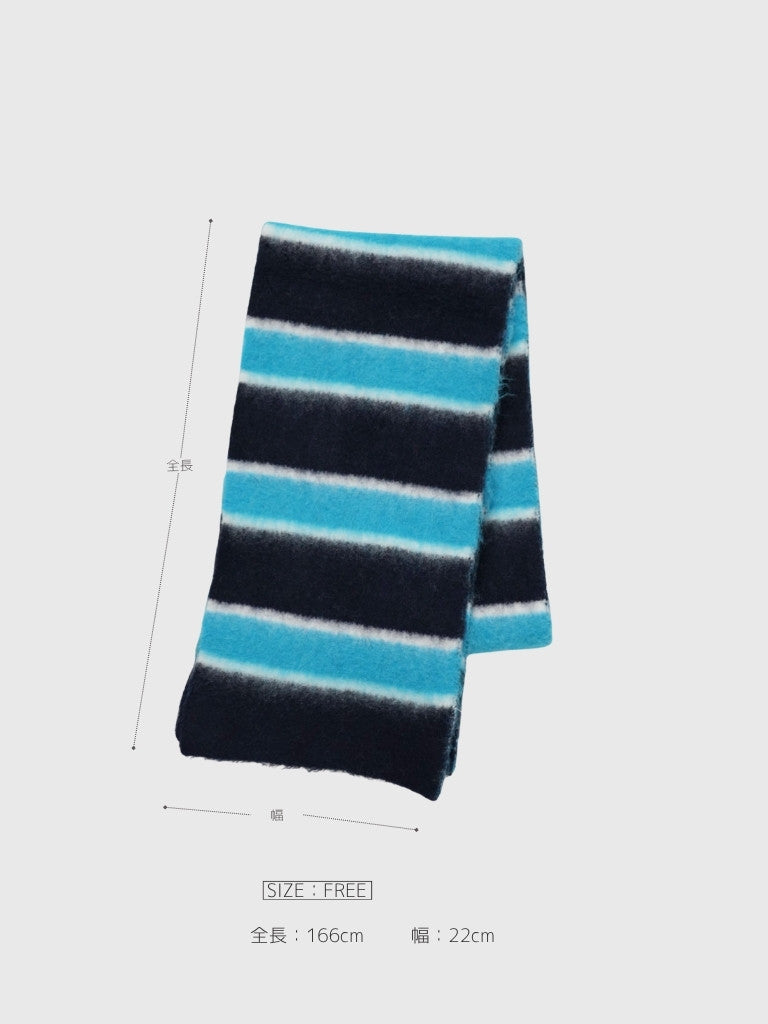 【新品未使用】Border muffler blue border あさぎーにょ wool border muffler – enewdnina