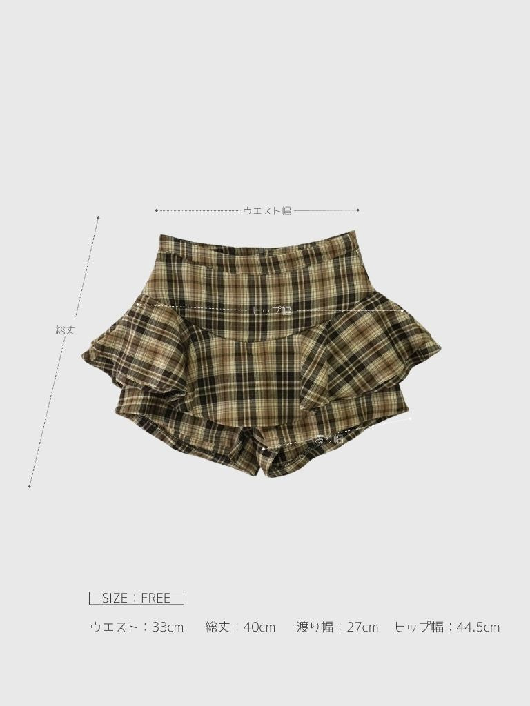 check frill mini skort