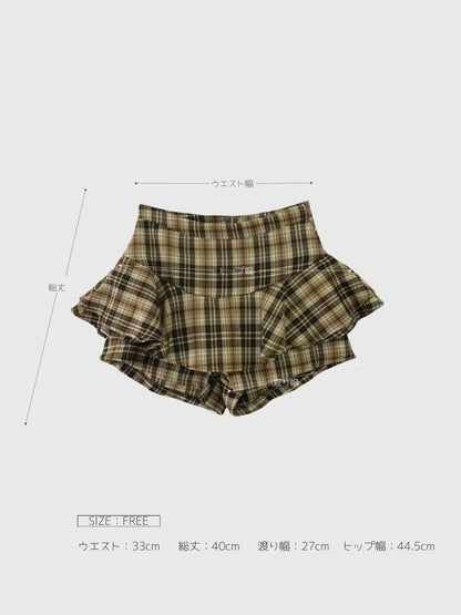 check frill mini skort