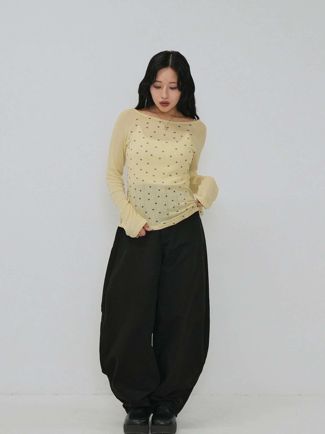 back belt detail wide pants