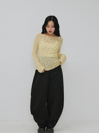 back belt detail wide pants