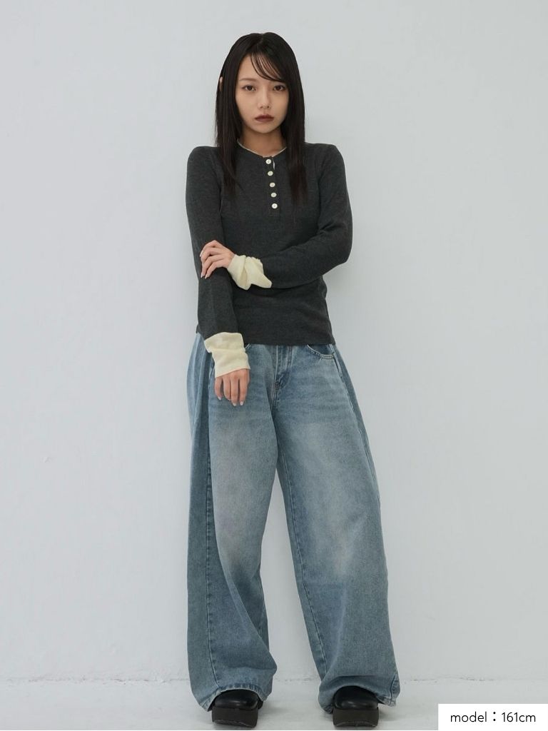 bicolor button round tops
