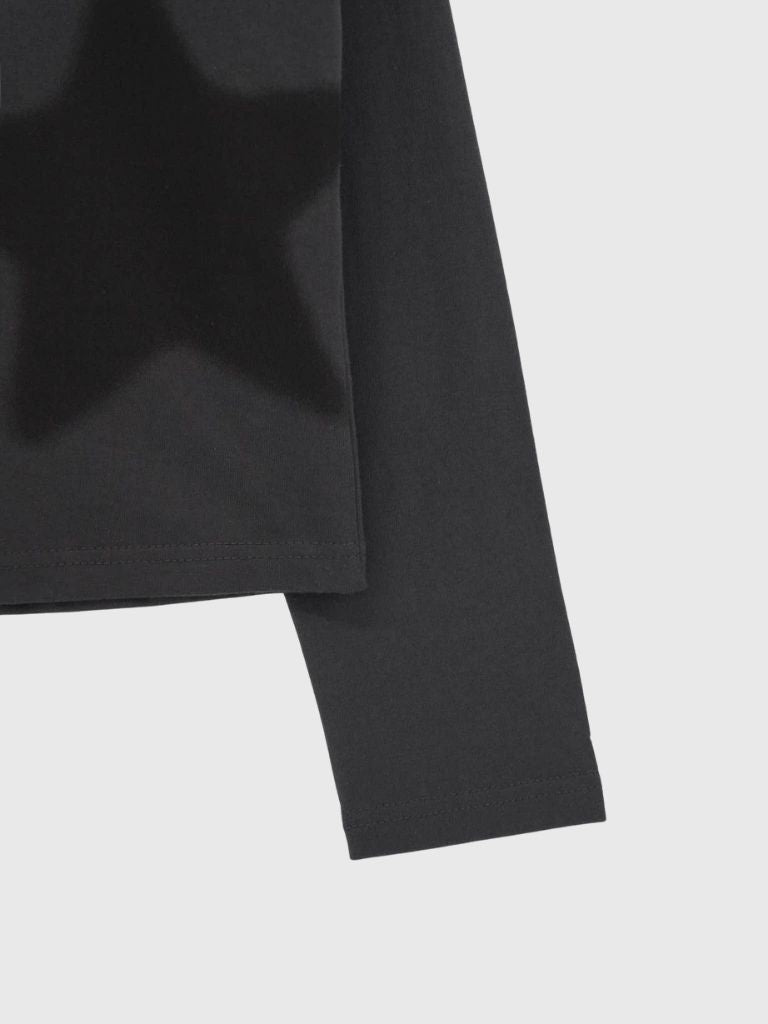 star print basic long tops