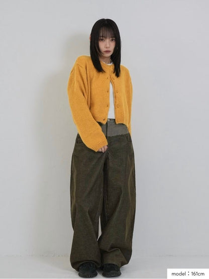 round neck cropped cardigan