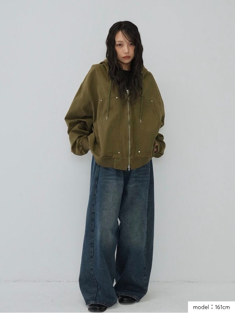 over pocket zip up hoodie