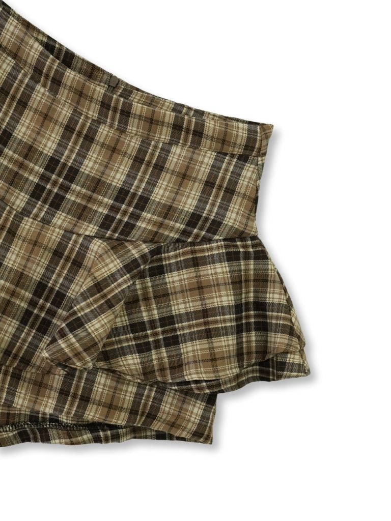 check frill mini skort