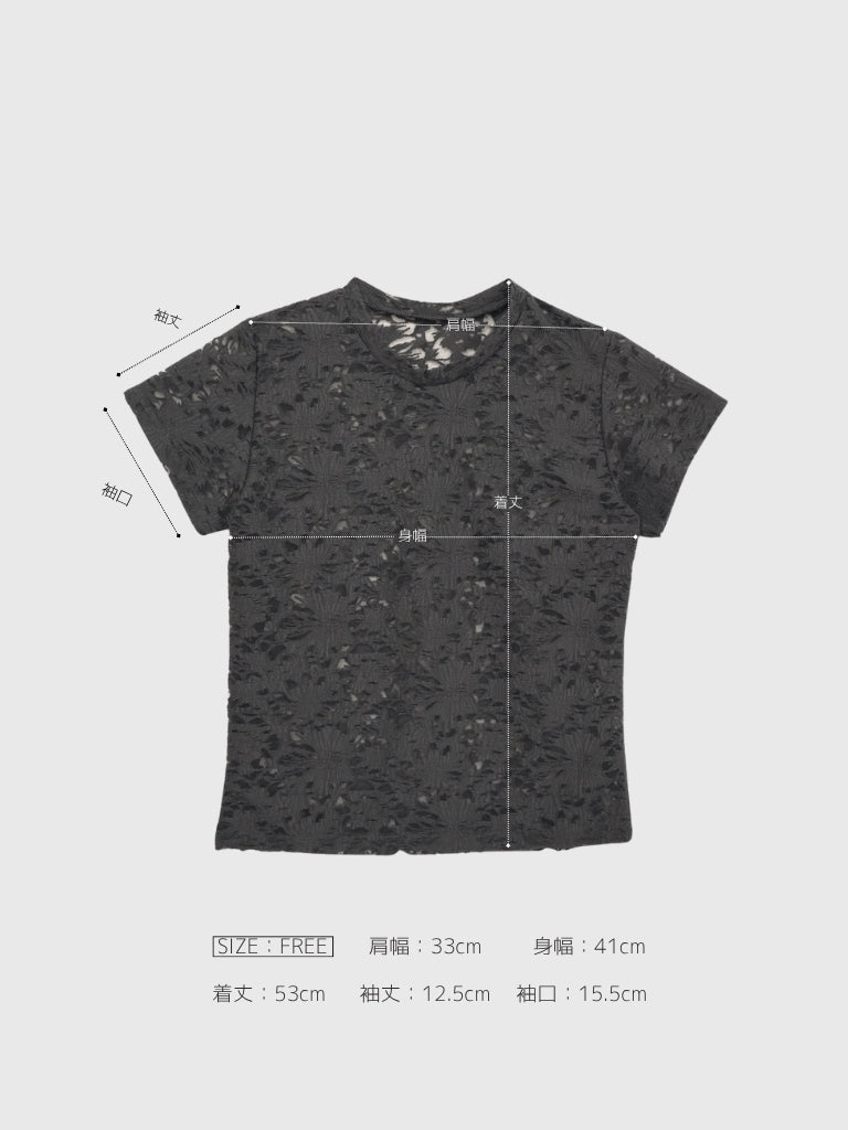 sheer flower lace tops