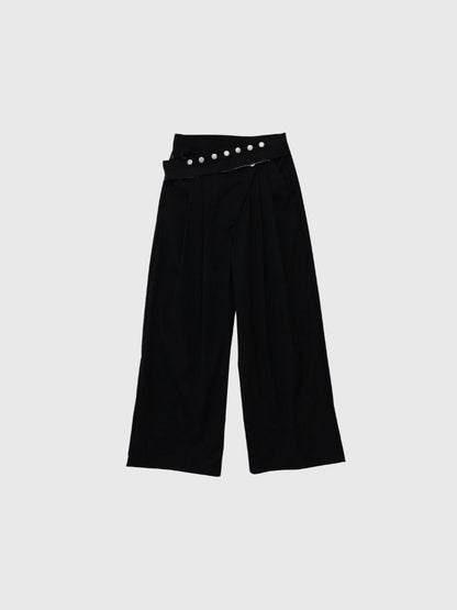 layered belt wide pants