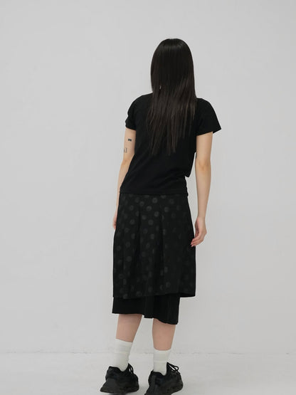 dot layered long skirt