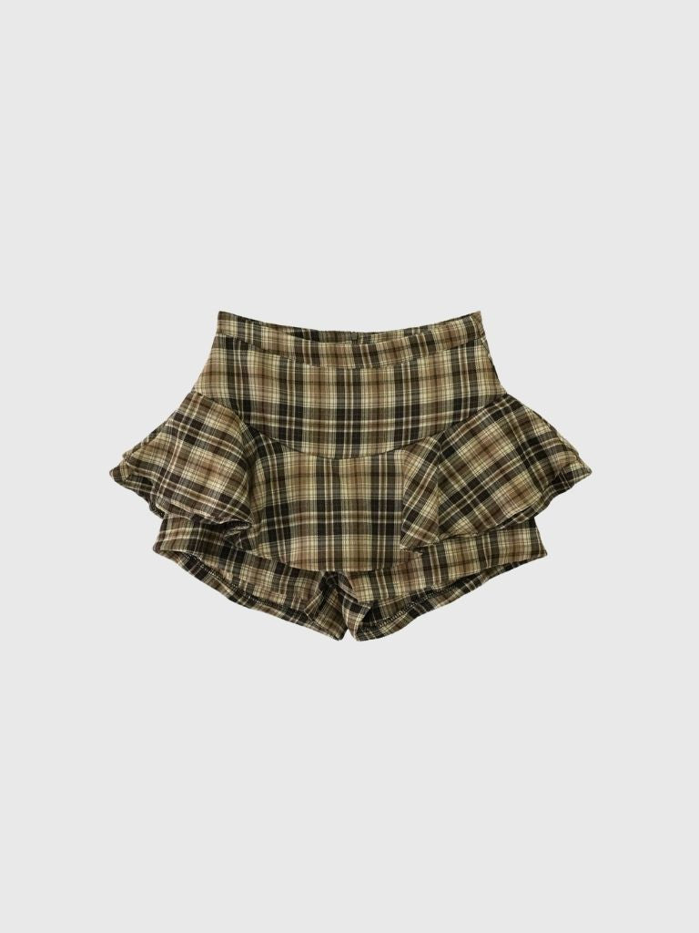 check frill mini skort