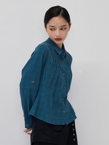 sleeve detail check shirt