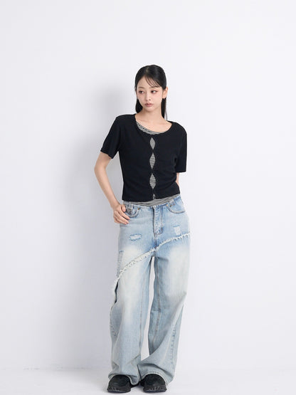 cut out stripe tops