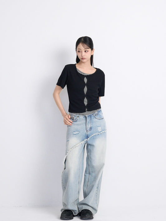 cut out stripe tops