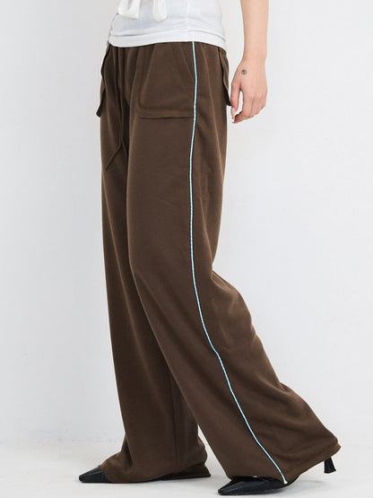line detail wide sweat pants