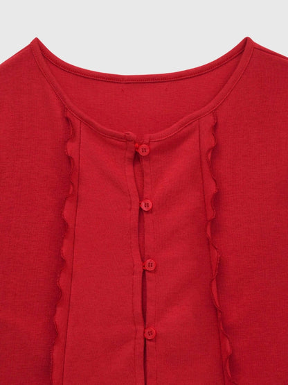 frill trim cardigan