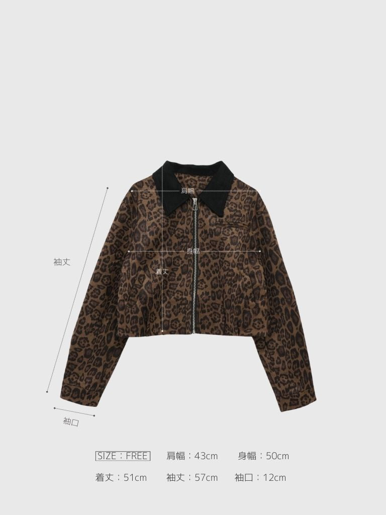 leopard collar blouson