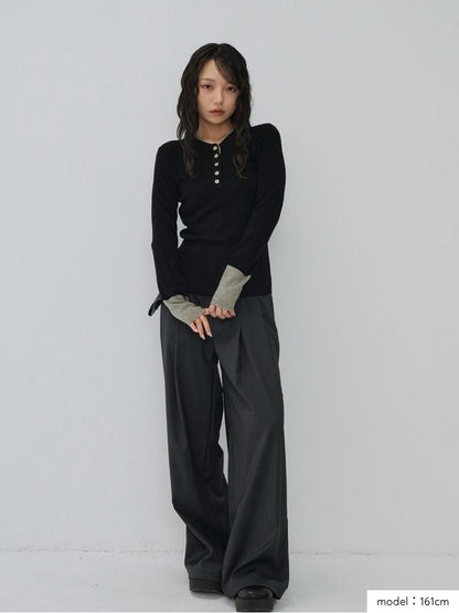 bicolor button round tops