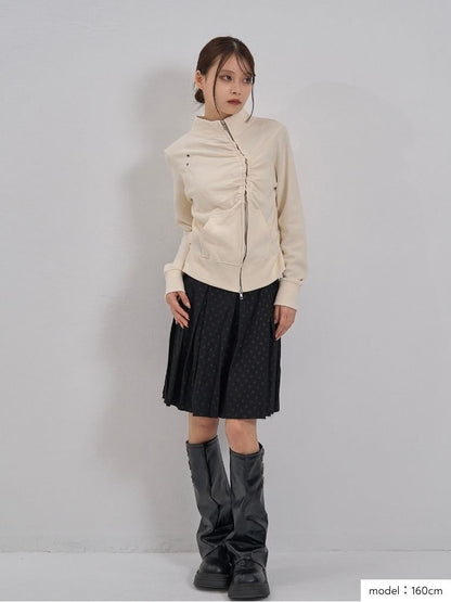 eyelet wave zip tops