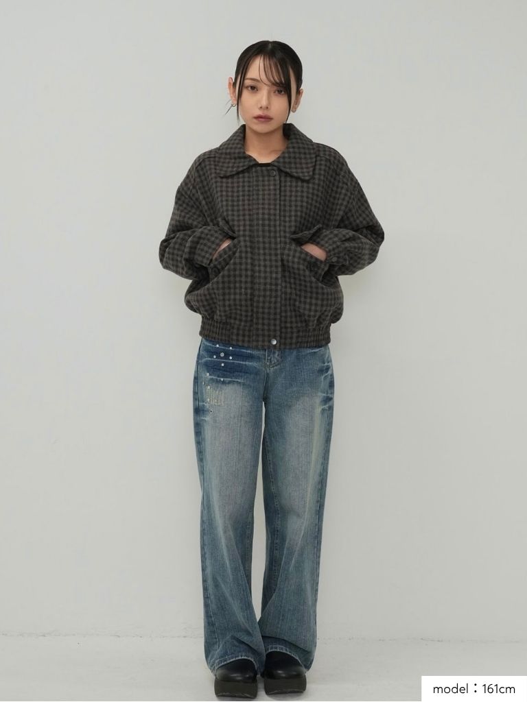 check pocket blouson