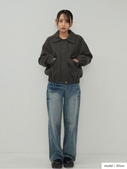 check pocket blouson