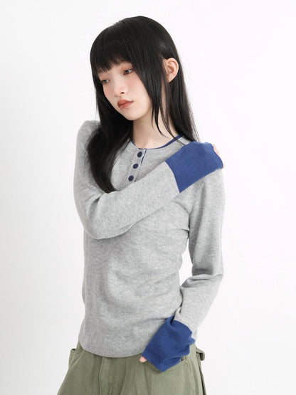 bicolor button round tops