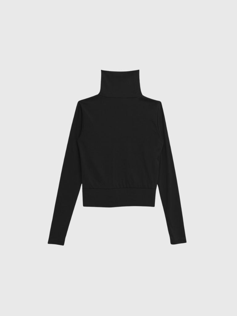 high neck twist button cardigan