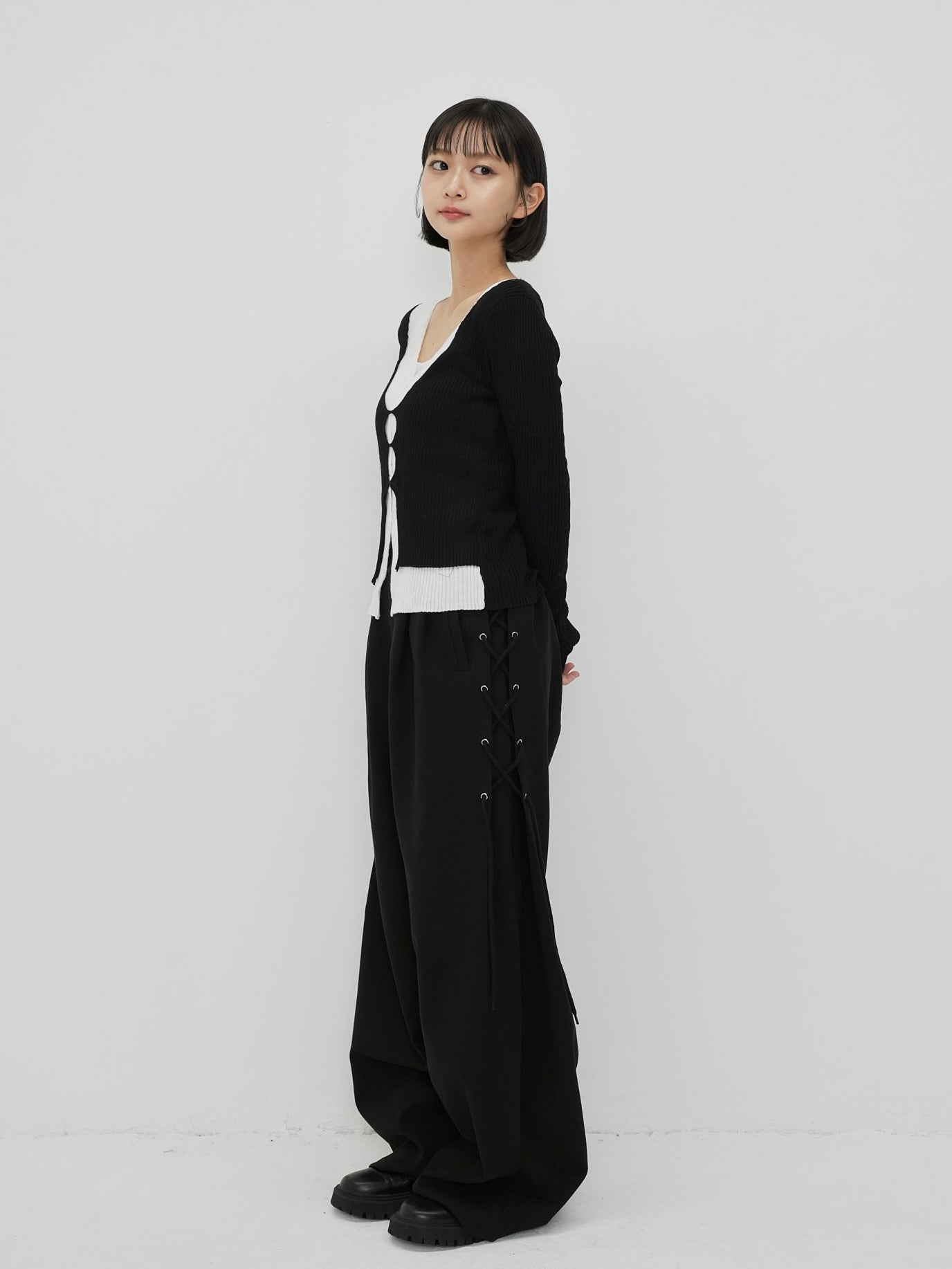 side eyelet pants