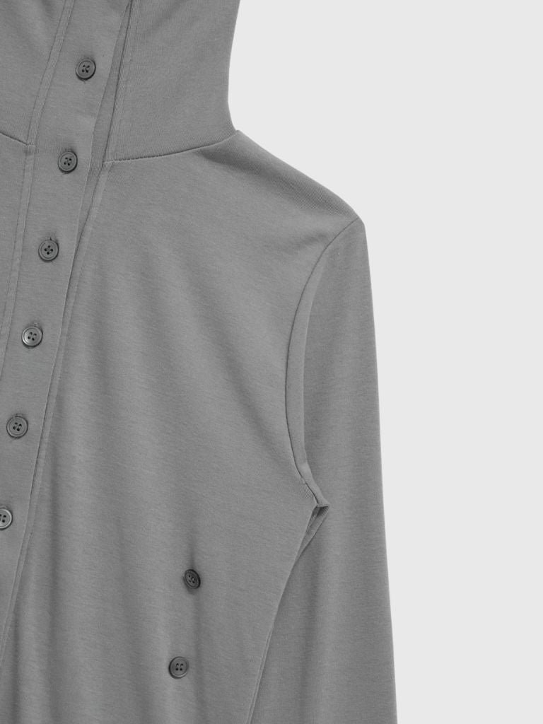 high neck twist button cardigan