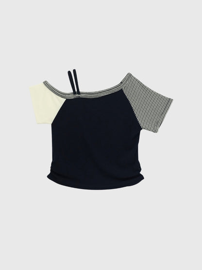 contrast one shoulder tops