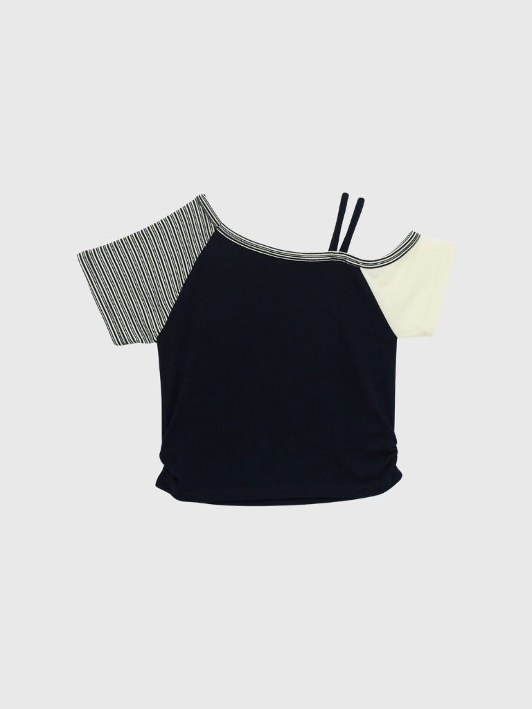contrast one shoulder tops