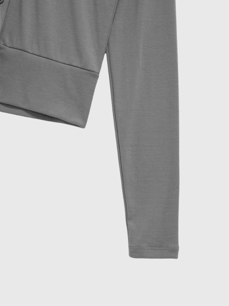 high neck twist button cardigan