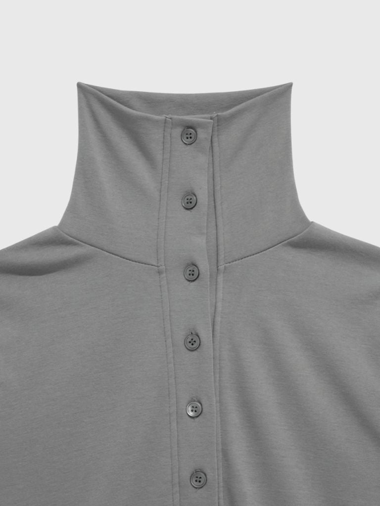 high neck twist button cardigan