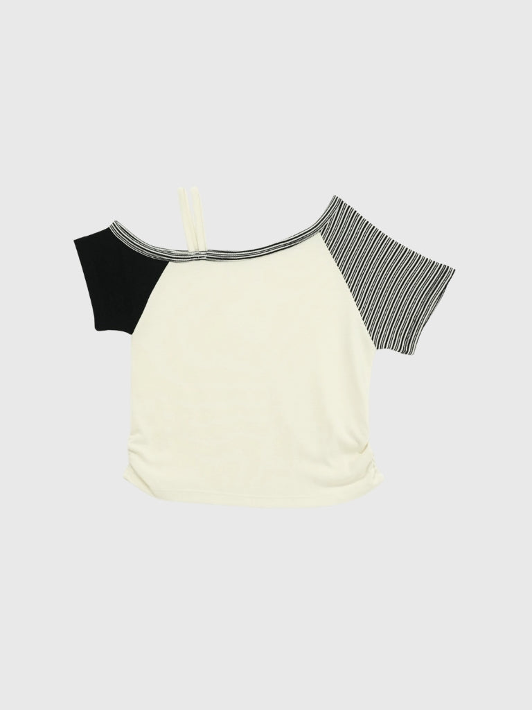 contrast one shoulder tops