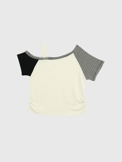 contrast one shoulder tops