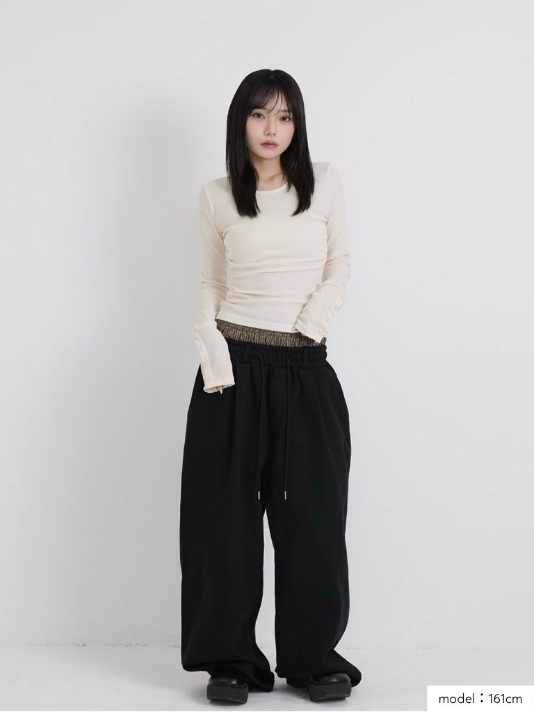 double layered wide pants