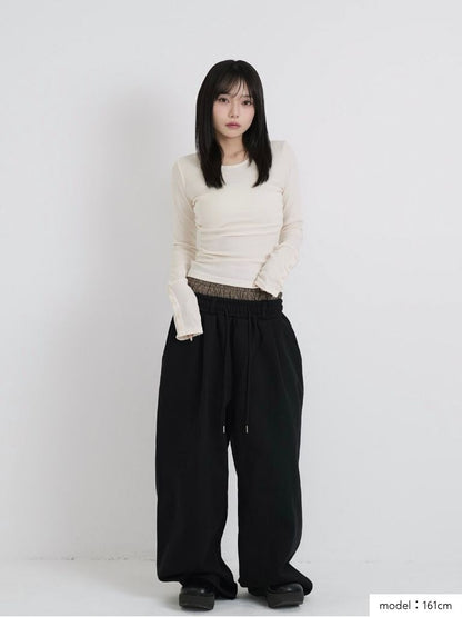 double layered wide pants