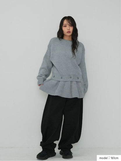2way layered hem knit